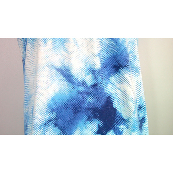 LuLaRoe Women's Large Stasha Shirt Flutter Sleeves Ruffle Blue & White - Picture 3 of 8